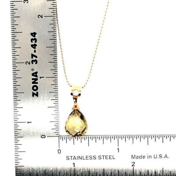14k Lemon Quartz & Diamond Necklace - Picture 7 of 8